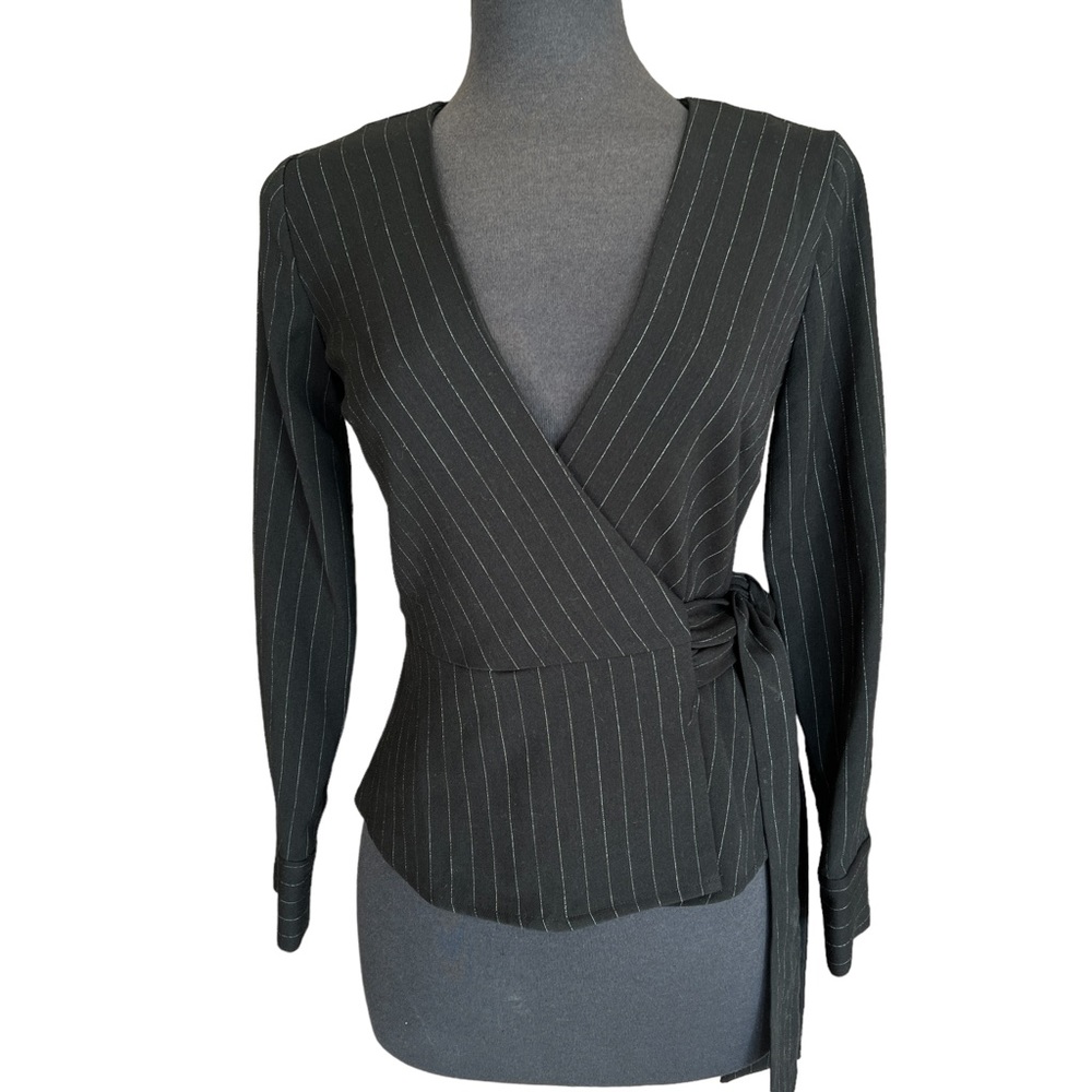 RACHEL ROY COLLECTION Pin Stripe Full Wrap Blazer Button At Sleeve Size 0 EUC